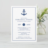 Monogram Anchor Nautical Rehearsal Dinner Kaart (Staand voorkant)