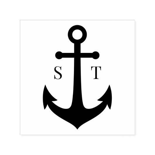 Monogram Anchor Nautical Zelfinktende Stempel (Design)