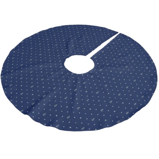 Monogram Anchor Polka Dots Pattern 2 Kerstboom Rok (Gekanteld)