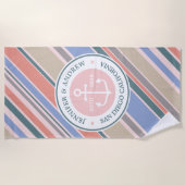 Monogram Anchor Trendy Stripes Dusty Pink Nautical Strandlaken (Voorkant)