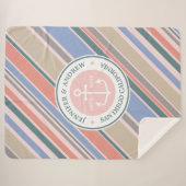 Monogram Anchor Trendy Stripes Pink Nautical Beach Sherpa Deken (Voorkant (horizontaal))