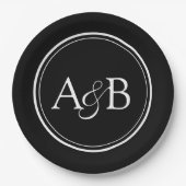 Monogram and Ampersand Couple's Black and White Papieren Bordje (Voorkant)