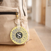 Monogram and Name Sunflower and Butterfly Keychain