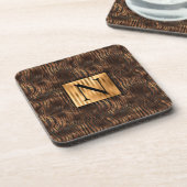 Monogram Animal Tiger print Gold Elegant Metallic Bier Onderzetter (Linkerzijde)