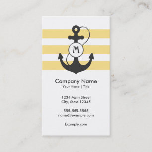 Monogram anker anker Nautical Yellow and Grey Visitekaartje