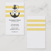 Monogram anker anker Nautical Yellow and Grey Visitekaartje (Voorkant / Achterkant)