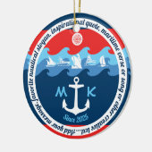 Monogram Ankergolven Boat Red White Blue Nautical Keramisch Ornament (Links)