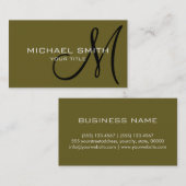 Monogram Antiek bronzen kleur achtergrond Visitekaartje (Voorkant / Achterkant)