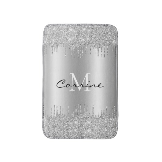 Monogram Antiek Druppelen Glitter Metallic Badmat (Voorkant Verticaal)