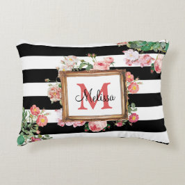Monogram Antiek  Floral & Stripes Accent Kussen