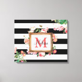 Monogram Antiek Floral & Stripes Canvas Afdruk (Voorkant)