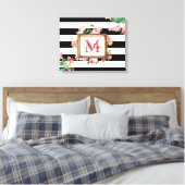 Monogram Antiek Floral & Stripes Canvas Afdruk (Insitu (Slaapkamer))