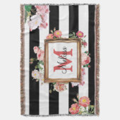 Monogram Antiek  Floral & Stripes Deken (Voorkant Verticaal)