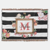 Monogram Antiek  Floral & Stripes Deken (Voorkant)