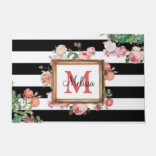 Monogram Antiek  Floral & Stripes Deurmat (Voorkant)