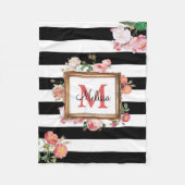 Monogram Antiek  Floral & Stripes Fleece Deken (Voorkant)
