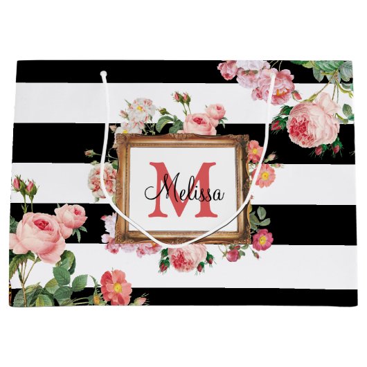 Monogram Antiek  Floral & Stripes Groot Cadeauzakje (Voorkant)