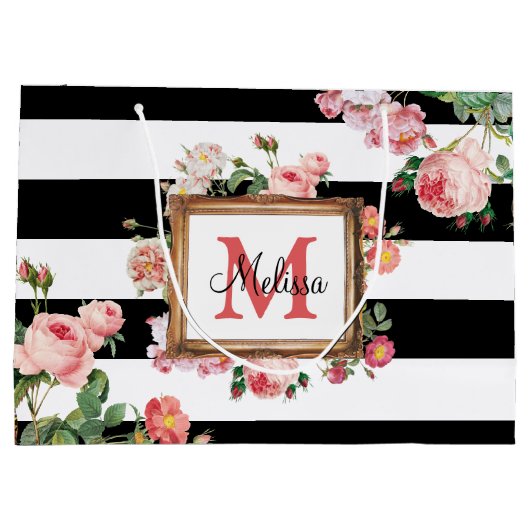 Monogram Antiek  Floral & Stripes Groot Cadeauzakje (Achterkant)