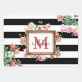 Monogram Antiek  Floral & Stripes Inpakpapier Vel (Voorkant 2)