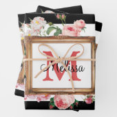 Monogram Antiek Floral & Stripes Inpakpapier Vel (In situ)