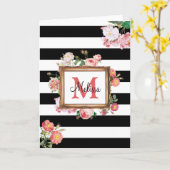 Monogram Antiek Floral & Stripes Kaart (Gele Bloem)