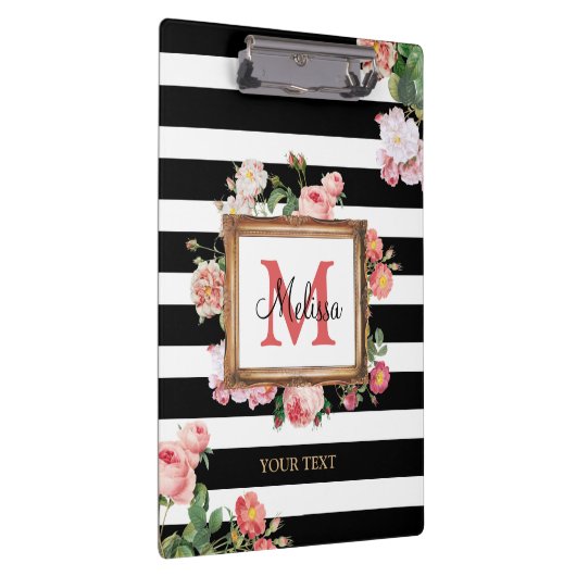 Monogram Antiek  Floral & Stripes Klembord (Rechts)