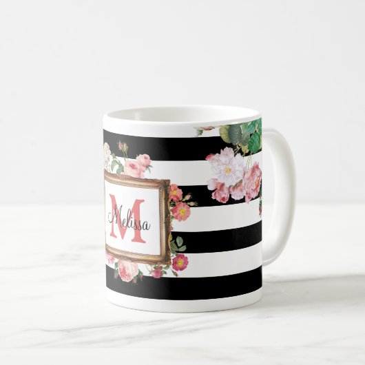 Monogram Antiek  Floral & Stripes Koffiemok (Voorkant rechts)