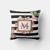 Monogram Antiek Floral & Stripes Kussen (Achterkant)