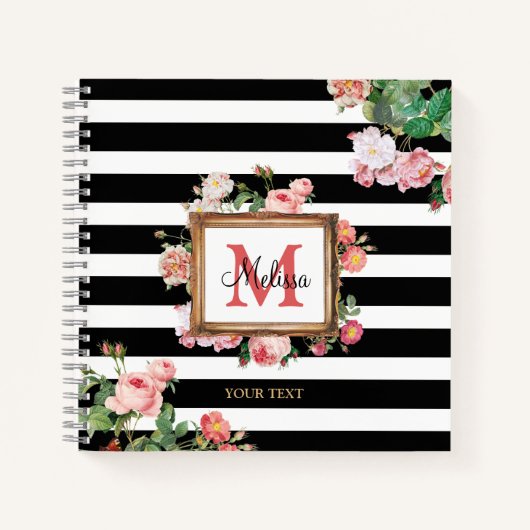 Monogram Antiek  Floral & Stripes Notitieboek (Voorkant)