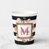 Monogram Antiek  Floral & Stripes Papieren Bekers (Links)