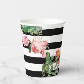 Monogram Antiek  Floral & Stripes Papieren Bekers (Rechts)