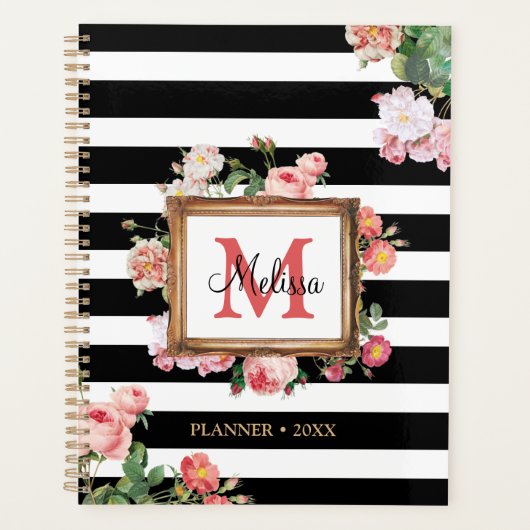 Monogram Antiek Floral & Stripes Planner (Voorkant)