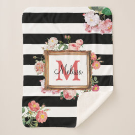 Monogram Antiek  Floral & Stripes Sherpa Deken