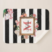 Monogram Antiek Floral & Stripes Sherpa Deken (Voorkant (horizontaal))