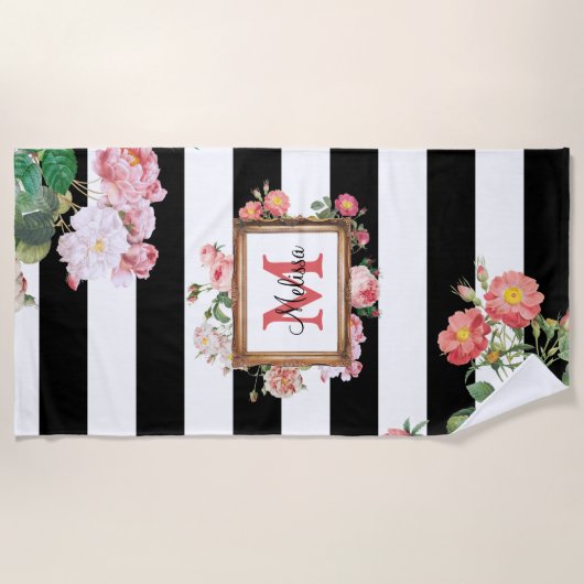 Monogram Antiek  Floral & Stripes Strandlaken (Voorkant)