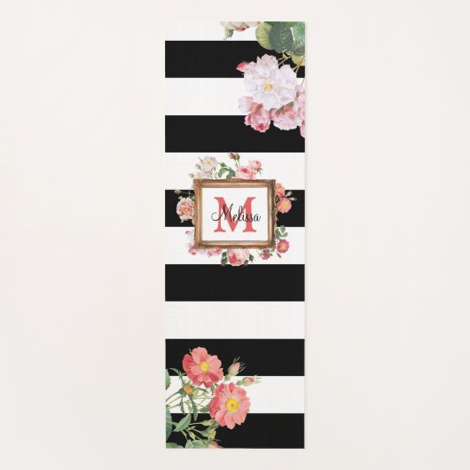 Monogram Antiek  Floral & Stripes Yogamat (Voorkant)