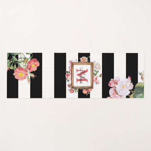 Monogram Antiek  Floral & Stripes Yogamat (Voorkant (horizontaal))