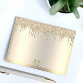 Monogram Antiek Goud Dripping Glitter Metallic Post-it® Notes