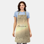 Monogram Antiek Goud Dripping Glitter Metallic Schort (Gedragen)