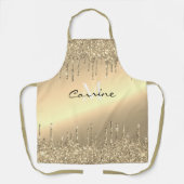 Monogram Antiek Goud Dripping Glitter Metallic Schort (Voorkant)