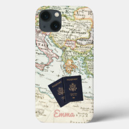 Monogram  Antiek Kaart & Paspoort Vakantie Case-Mate iPhone Case