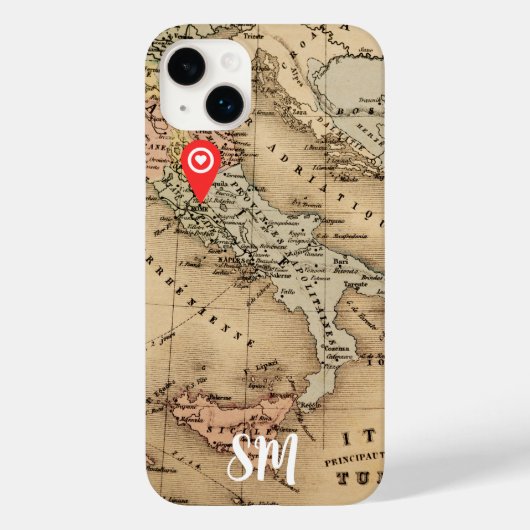 Monogram  Antiek Kaart van Italië Vakantie Case-Mate iPhone Case (Achterkant)