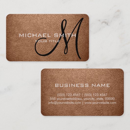 Monogram Antiek messing blik Visitekaartje (Voorkant / Achterkant)