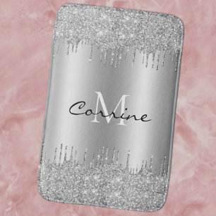 Monogram Antiek zilveren druppelaar Glitter Metall Badmat