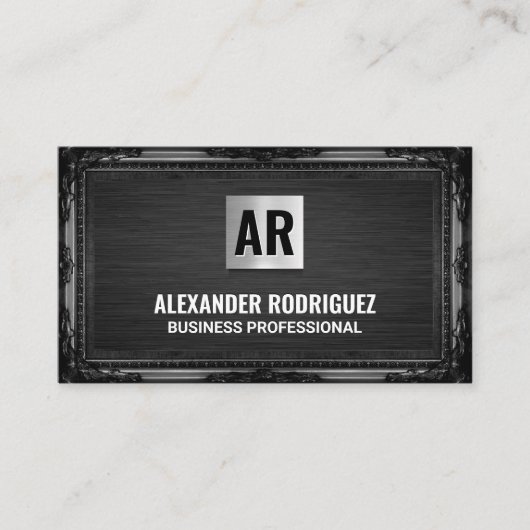 Monogram | Antiek zwart Lijst Visitekaartje (Voorkant)
