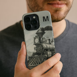 Monogram Antieke Locomotief Trein Hoesje voor Tele iPhone 13 Pro Hoesje