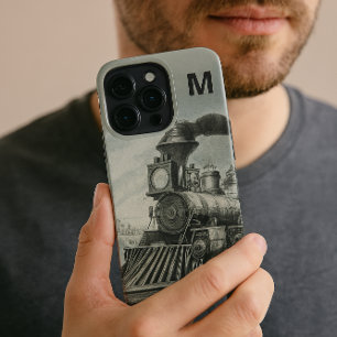 Monogram Antieke Locomotief Trein Hoesje voor Tele iPhone 13 Pro Hoesje