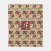 Monogram Antieke Victoriaanse Roos Bloemig Fleece Deken (Voorkant)