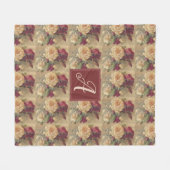 Monogram Antieke Victoriaanse Roos Bloemig Fleece Deken (Voorkant (Horizontaal))