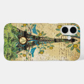 Monogram Antieke Vogel Eiffeltoren  Case-Mate iPhone Case (Achterkant (horizontaal))
